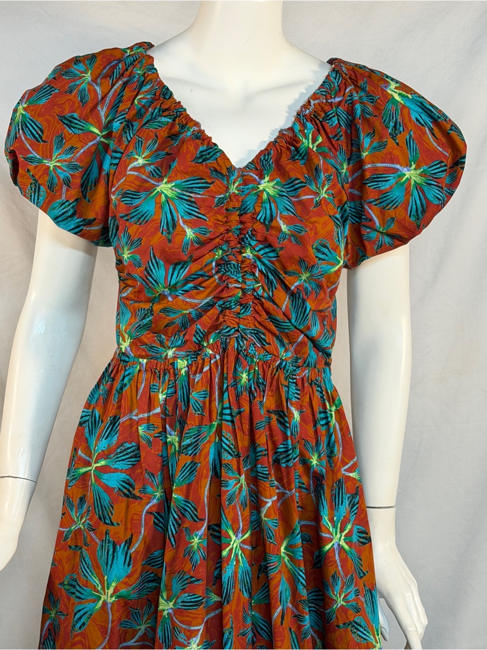 Ulla Johnson Rust Floral Midi Skirt with Teal Botanicals - Picture 7 of 10